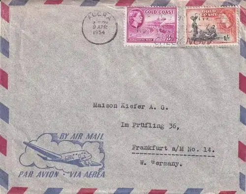 Goldküste 1954 Nr 143+146 Brief