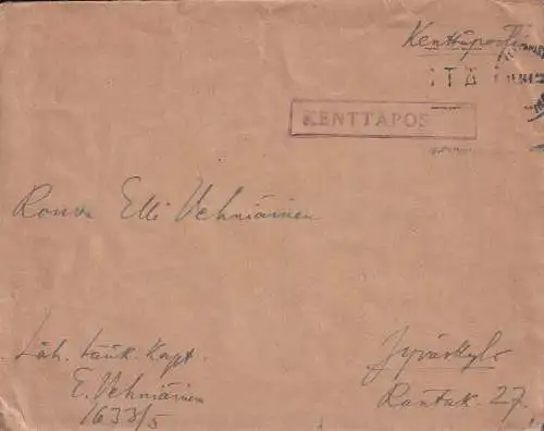 FINNLAND 1944 KENTTÄPOSTI FELDPOSTBRIEF nach JYVÄSKYLA 