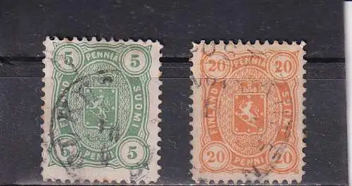 FINNLAND 1885 5+20 P/ Mi 20-23 GESTEMPELT
