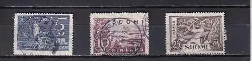 FINNLAND 1930/48 FREIMARKEN 5-25 M/ Mi 155-157  GESTEMPELT