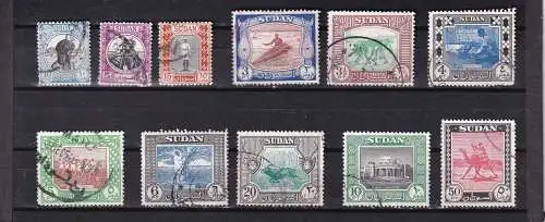 SUDAN 1951 FREIMARKEN ex 10m-50Pia/ ex Mi 136-147 GESTEMPELT 