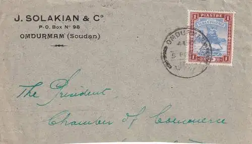 SUDAN 1912 1 Pia/ Mi 23 auf BRIEFSTÜCK aus  OMDOURMAN 