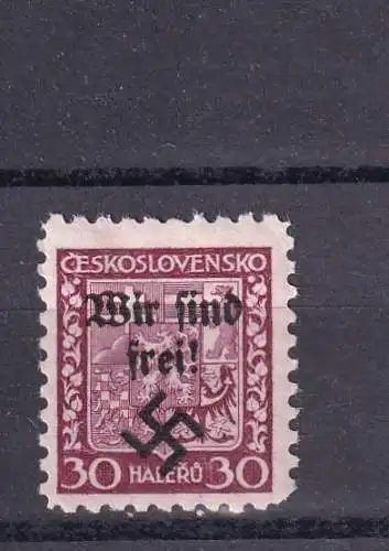 SUDETENLAND 1938 AUFDRUCK RUMBURG 30h/ Mi 5 * SAUBER ERSTGEFALTZT 