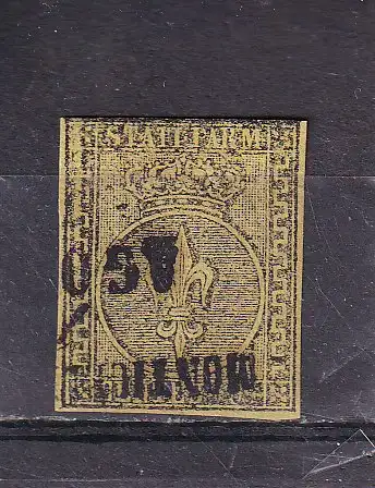 Alt-Italien PARMA 1852 5 C/ Mi 1 gestempelt MONTECHIARUGOLO KW 100€ 