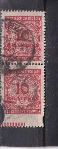 DEUTSCHES REICH 1923 KORBDECKEL 10 Mio M/ Mi 318A GESTEMPELT " UNTEN UNGEZÄHNT" STARK VERSCHOBENE ZÄHNUNG 