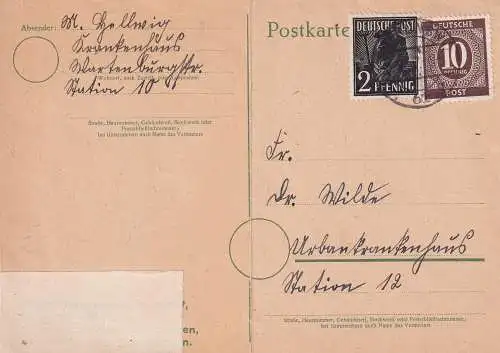 All. Bes. Gem.-Ausg. 1947 Nr 918+943 Brief