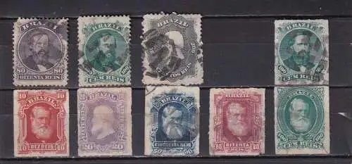 BRASLIEN 1866/78 LOT KAISER D. PEDRO II GESTEMPELT