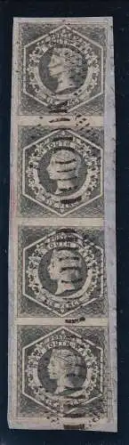 NEUSÜDWALES  QV 6d/ Mi 17 VIERSTREIFEN AUF BRIEFSTÜCK GESTEMPELT