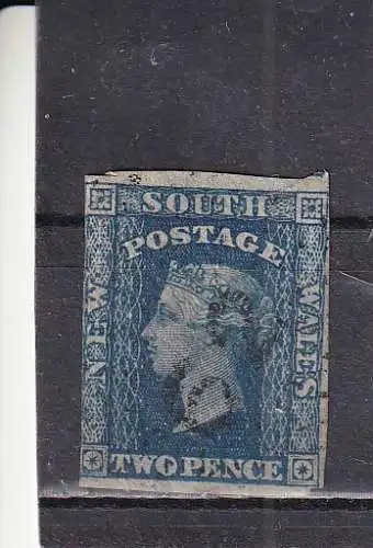 NEUSÜDWALES  QV 2d/ Mi 14 NUMMERNSTEMPEL 62/ MORPETH, Wasserzeichen steht kopf