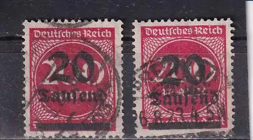 DEUTSCHES REICH 1923 Aufdruck Ausgabe 20 Tsd/ Mi 282I+282II GESTEMPELT