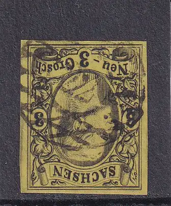 SACHSEN 1855 JOHANN 3 Ngr/ Mi 11 NUMMERNSTEMPEL 22/ Reichenbach