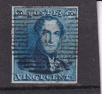 BELGIEN 1849 20 C Epauletten Mi 2/ gestempelt NS 4/ GENT KABINETT