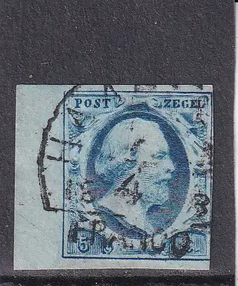 NIEDERLANDE 1852 5 C/ Mi 1 HALFRONDSTEMPEL HAARLEM (TYP C) 1853 BOGENRAND