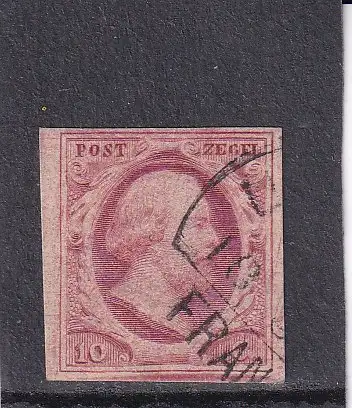NIEDERLANDE 1852 10 C/ Mi 2 HALFRONDSTEMPEL UTRECHT (TYP C)