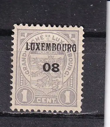 LUXEMBURG 1908 1c/ Mi 84 VORAUSENTWERTUNG LUXEMBOURG 08 