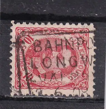 LUXEMBURG 1908 10c/ Mi 72 KASTENSTEMPEL BAHNPOST LONGWY LUXEMBOURG