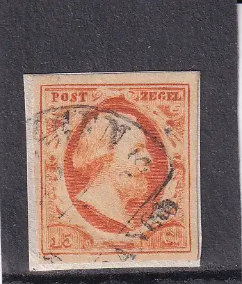NIEDERLANDE 1852 15 C/ Mi 3b HALFRONDSTEMPEL NYMEGEN (TYP A)
