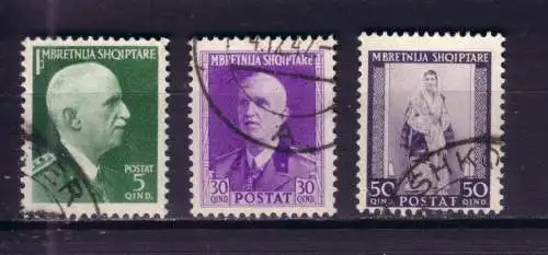 ALBANIEN (ITALIENISCH) 1938 LOT USED ex Mi 301-306 GESTEMPELT 