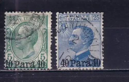 ITALIENISCHE AUSLANDSPOSTÄMTER LEVANTE 1907 Mi 6-7 GESTEMPELT/o