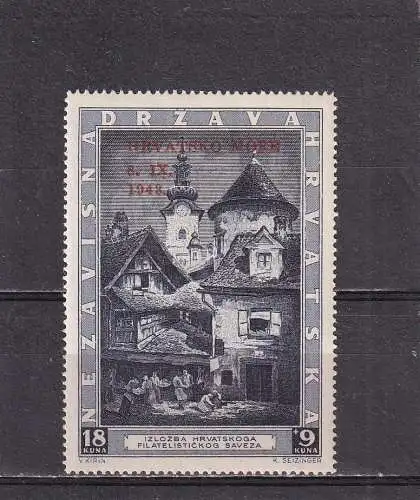 KROATIEN 1944 AUFDRUCK-AUSGAE 18K gefalzt