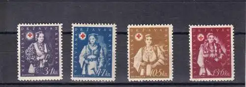 KROATIEN 1942 ROTKREUZ 3-13K gefalzt