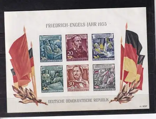 DDR 1955 Engels  BLOCK 13/* mit Gummimängeln