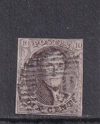 BELGIEN 1858/61 10c /Mi 7 gestempelt  NII Kursstempel ANTWERPEN-BRÜSSEL