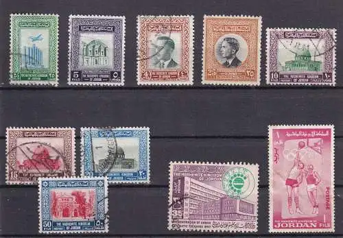 Jordanien ca. 1950-1960 kleines LOT FREIMARKEN GESTEMPELT 