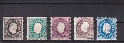 ANGOLA 1886 König LUIZ ex 5-50R/ Mi 15-16,18-20  GESTEMPELTES LOT 