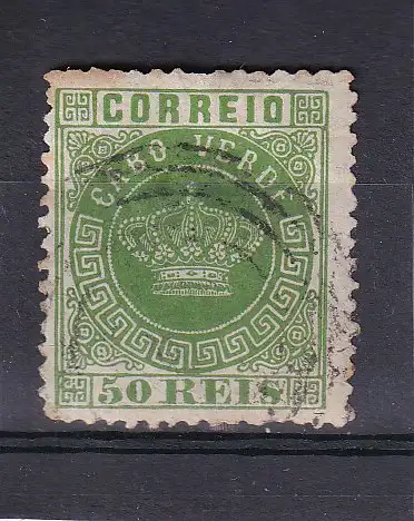 PORTUGIESISCH GUINEA VORLÄUFER - KAPVERDEN 1884 50 R/ Mi 6A (gez. 12.5) mit dem DREIRINGSTEMPEL VON GUINEA