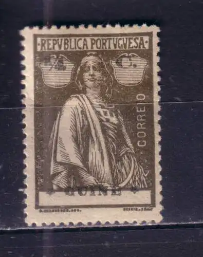 PORTUGUESE GUINEA 1914- 1/4C/ Mi 134 gefalzt/*. Verschobener Aufdruck