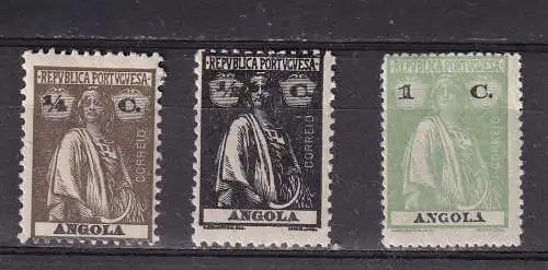 ANGOLA 1914/22 CERES gestrichenes Papier 1/4-1C/ Mi 142-143/202 GEFALZT/* 