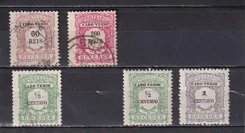 KAPVERDEN   1904/21 LOT PORTOMARKEN GESTEMPELT/ UNGEBRAUCHT/* o 