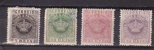 SAO TOME /  St. THOMAS  1877/1884 Freimarken Krone LOT Ungebraucht/ GEFALZT