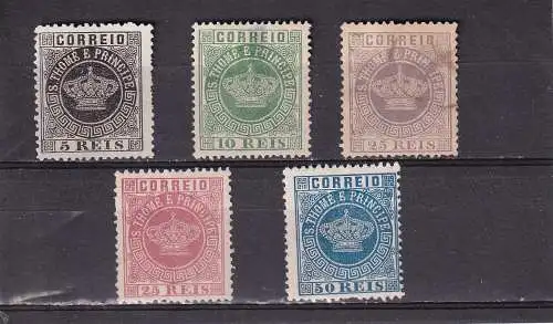 SAO TOME /  St. THOMAS  1877/1884 Freimarken Krone LOT Ungebraucht OHNE GUMMI