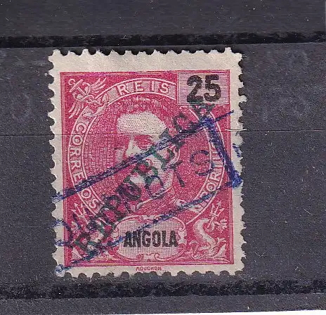 ANGOLA 1911 CARLOS 25R/ Mi 93 blauer PAQUEBOTS Schiffspoststempel