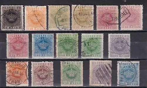SAO TOME /  St. THOMAS  1877/1884 LOT Freimarken Krone, Stempellot