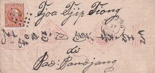 NIEDERLÄNDISCH INDIEN1881 10C/ NVPH 9 Lokalbrief SUMATRA von PADANG nach PADANG PANJANG 