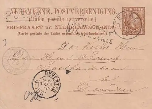NIEDERLÄNDISCH INDIEN 1884 7 1/2C/ PK 7  von POERWOKERTO (Langstempel) nach DEVENTER