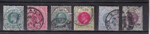 NATAL 1902 KEVII 1/2-3d (WZ CA) Mi 58-63 GESTEMPELT 