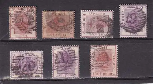 ORANJEFREISTAAT 1879/97 LOT NUMMERNSTEMPEL AUF WAPPENAUSGABE, bitte sichten