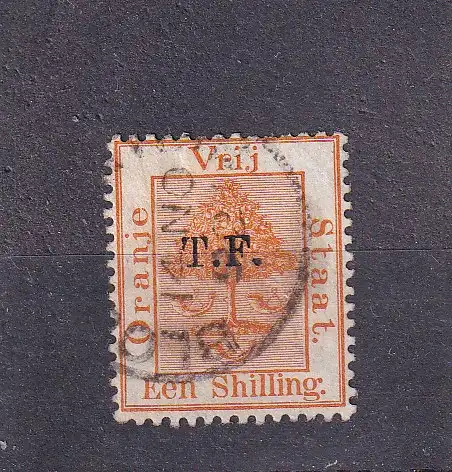ORANJEFREISTAAT 1892 ARMS 1/-/ Mi 3 TF TELEGRAFEN-AUFDRUCK gestempelt