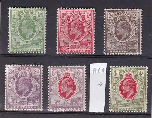 ORANJEFREISTAAT 1903/5 LOT KEVII (WZ CA und MCA) ex Mi 39-50, sauber gefalzt