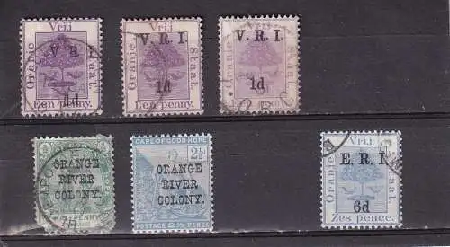 ORANJEFREISTAAT 1900 LOT Aufdruck-Ausgabe brit. Besatzung, ex Mi 24-28, gestempelt