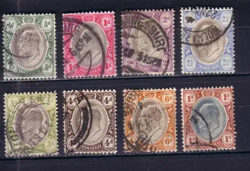 TRANSVAAL 1904 KEVII 1/2d-1/- ( WZ MCA) Mi 118-125 GESTEMPELT 