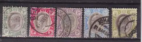 TRANSVAAL 1902 KEVII 1/2d-1/- ( WZ CA) ex Mi 102-106 GESTEMPELT 
