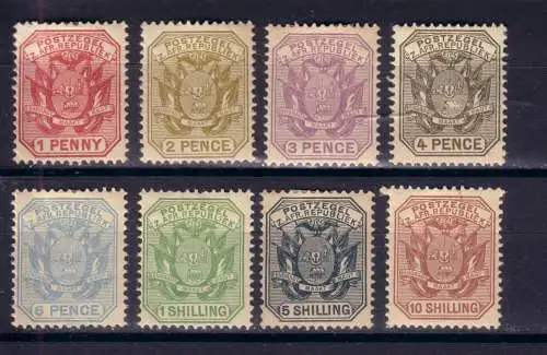 TRANSVAAL 1894 Wappen 1d-10/-/ Mi 36II-43II gefalzt