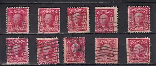 USA 1903 LOT WASHINGTON 2C/ Mi 153  GESTEMPELT, auch Marken aus Markenheftchen