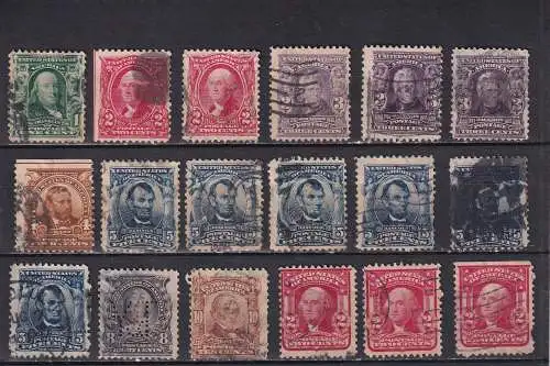 USA 1902/3 LOT Freimarken ex 1-10C/ ex Mi 138-153 gestempelt 