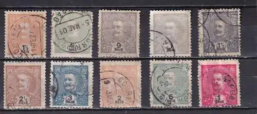 PORTUGIESISCH INDIEN 1898/1902 CARLOS ex 1 R-1T/ ex Mi 176-212 GESTEMPELT